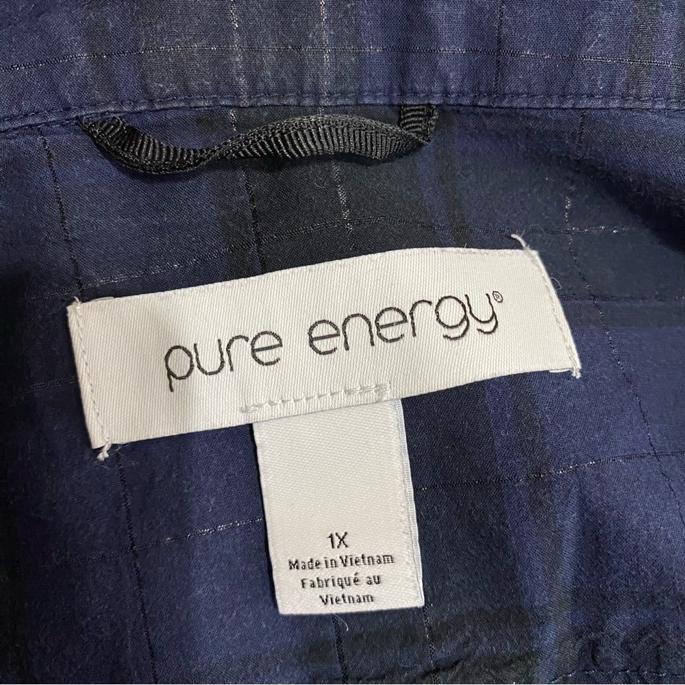 Pure Energy Navy Blue Plaid Long Sleeve Button Down - Picture 4 of 6